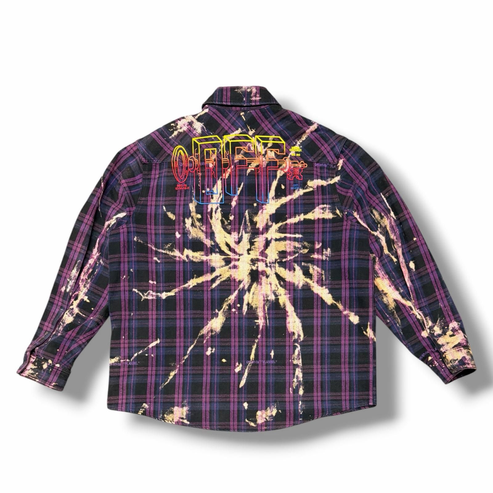 パープル Check Oversized off-white チェックシャツ 長袖シャツ 中古 