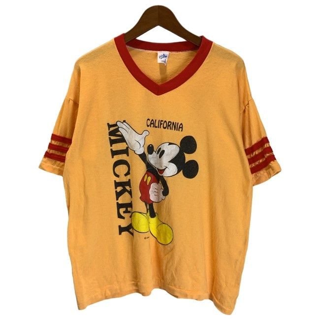 【中古】　VELVA SHEEN　Tシャツ　90s vintage　90年代　OLD　(C)DISNEY　半袖　トップス　Vネック　キャラT　キャラクター　プリント　ディズニー　ミッキー　USA製　古着　/1590