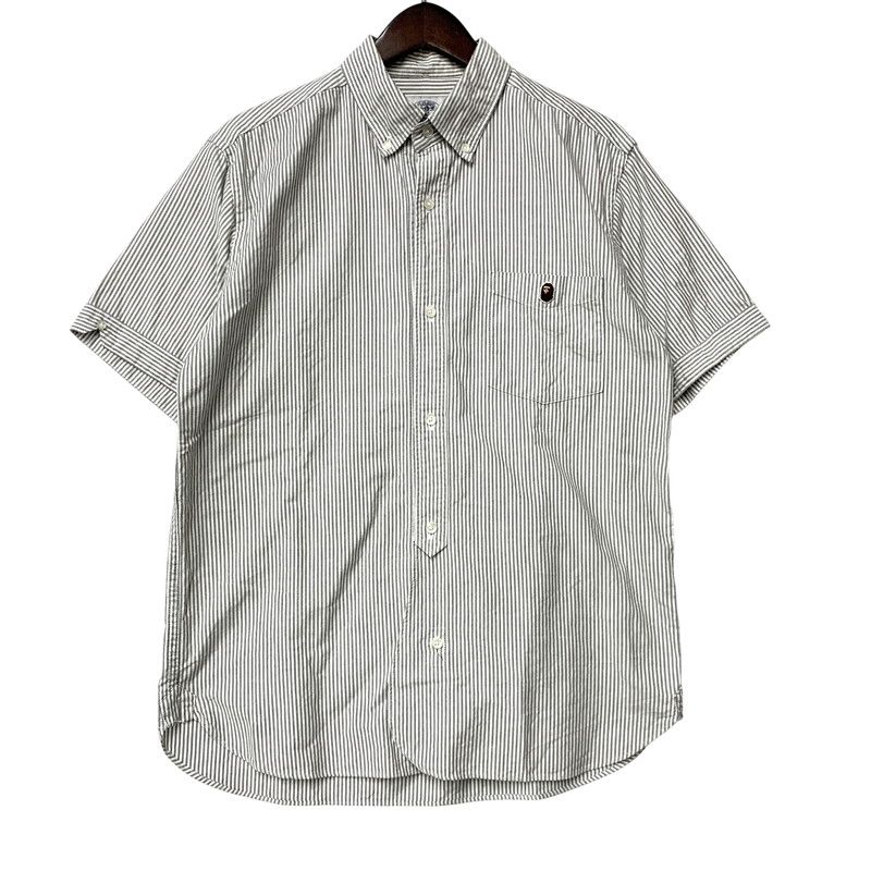 【中古品】 A BATHING APE アベイシングエイプ 1910-131-035 STRIPE BD S/S SHIRT ストライプ ボタンダウン ショートスリーブ シャツ トップス 半袖 【142-260528-ya-15-izu】