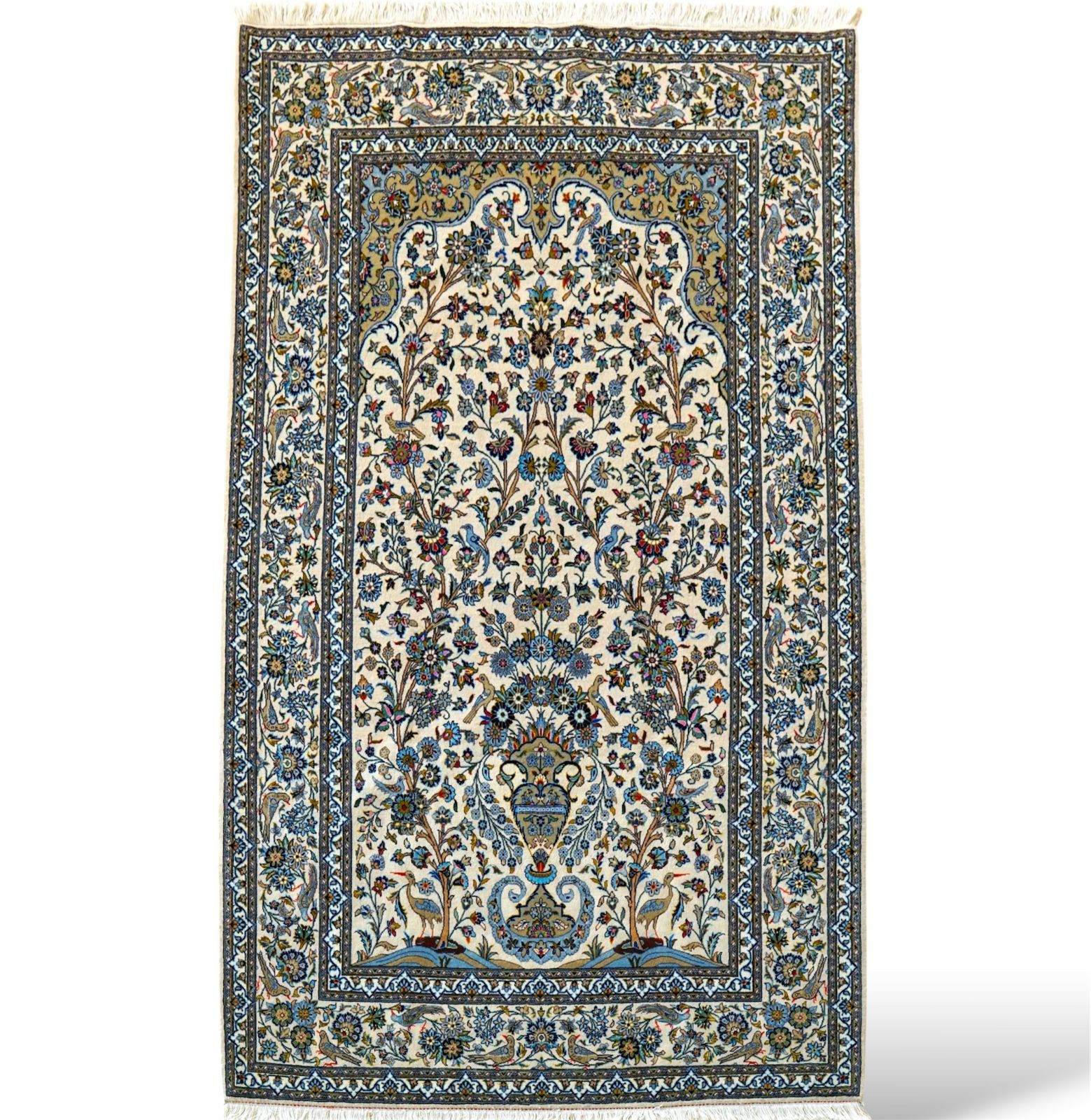 ペルシャ絨毯 カシャーン産 215×140cm (カシャン)｜美しい生命の樹デザイン 手織りウールラグ