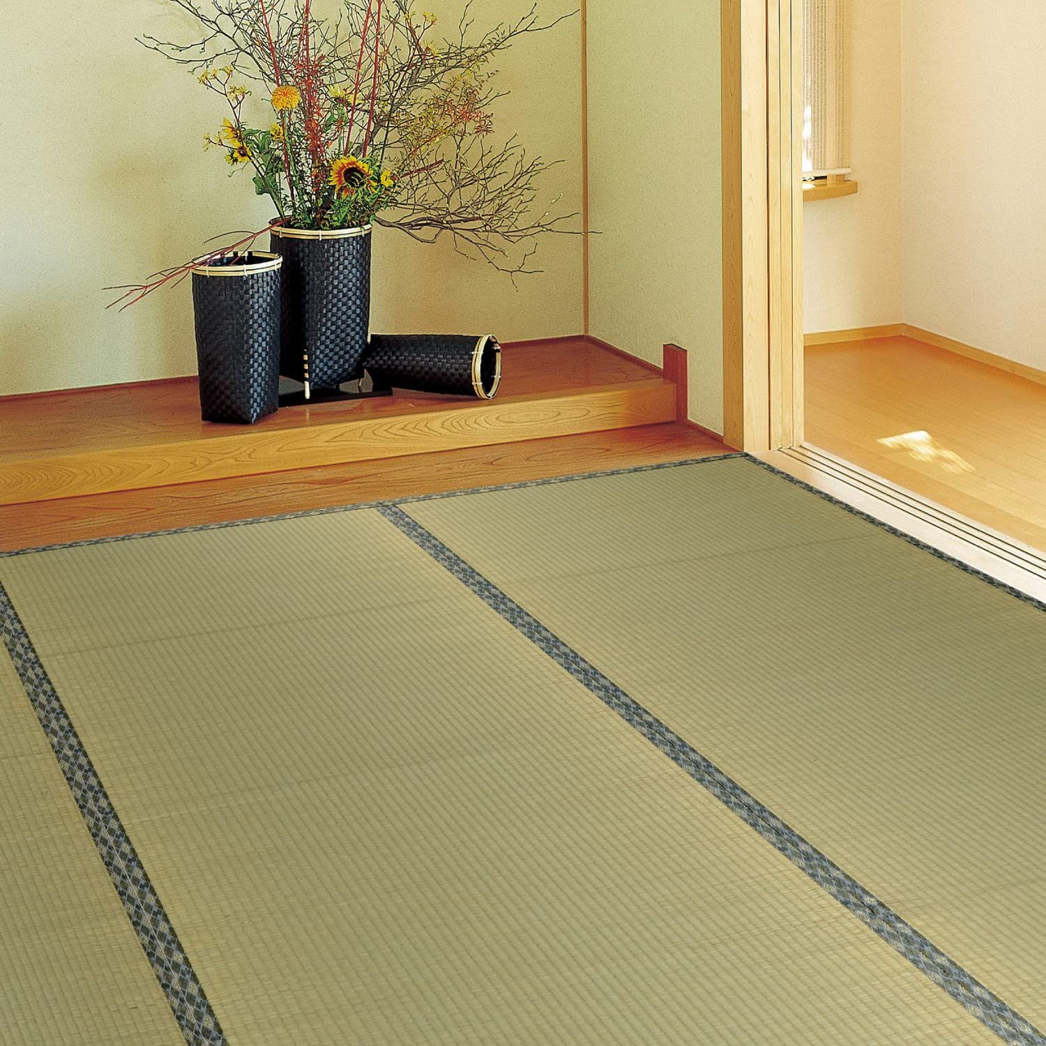 新品 萩原 い草カーペット 上敷き 白馬 江戸間4.5畳 約261×261cm い草 ラグ 引目織 撥水 抗カビ 傷防止 日焼け防止