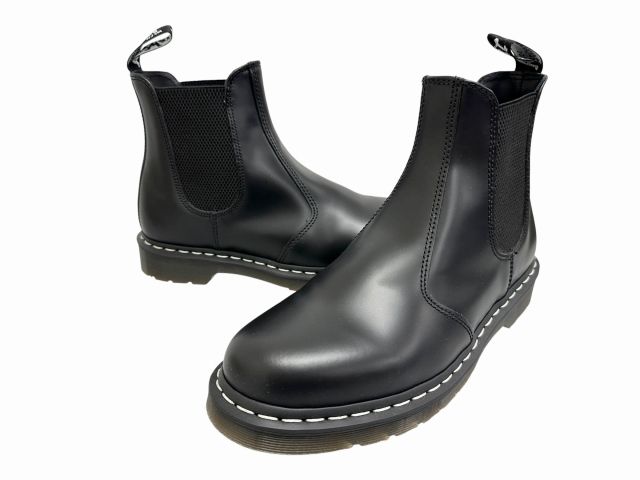 ドクターマーチン DR.MARTENS WHITE STITCH SMOOTH チェルシーブーツ 26257001 28 黒 ブラック ブランド古着ベクトル 中古●▲ブランド古着ベクトル 中古260528