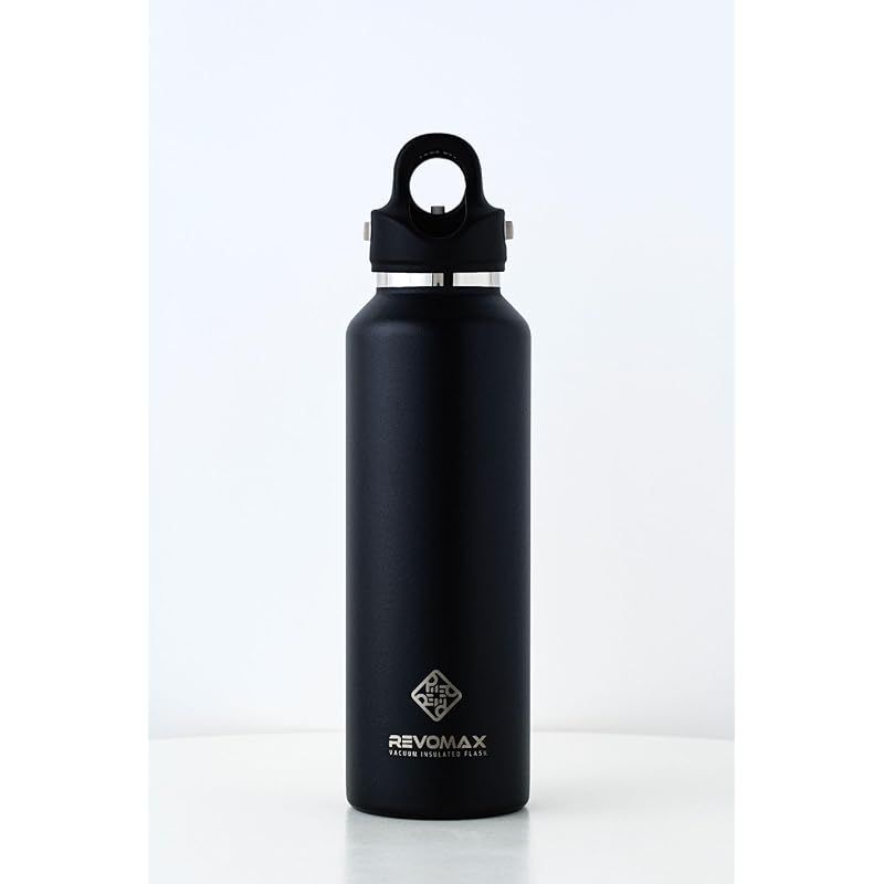 【新品】 【REVOMAX公式 】20oz 592ml 炭酸対応 ステンレスボトル 18時間保温 36時間保冷 真空断熱 水筒 ギフト (Standard) (Onyx Black)