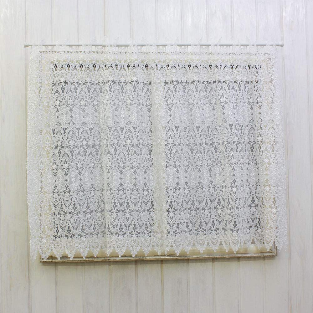 新品 オールレースの カフェカーテン 総ギュピールレース 約120x75cm (75cm丈)