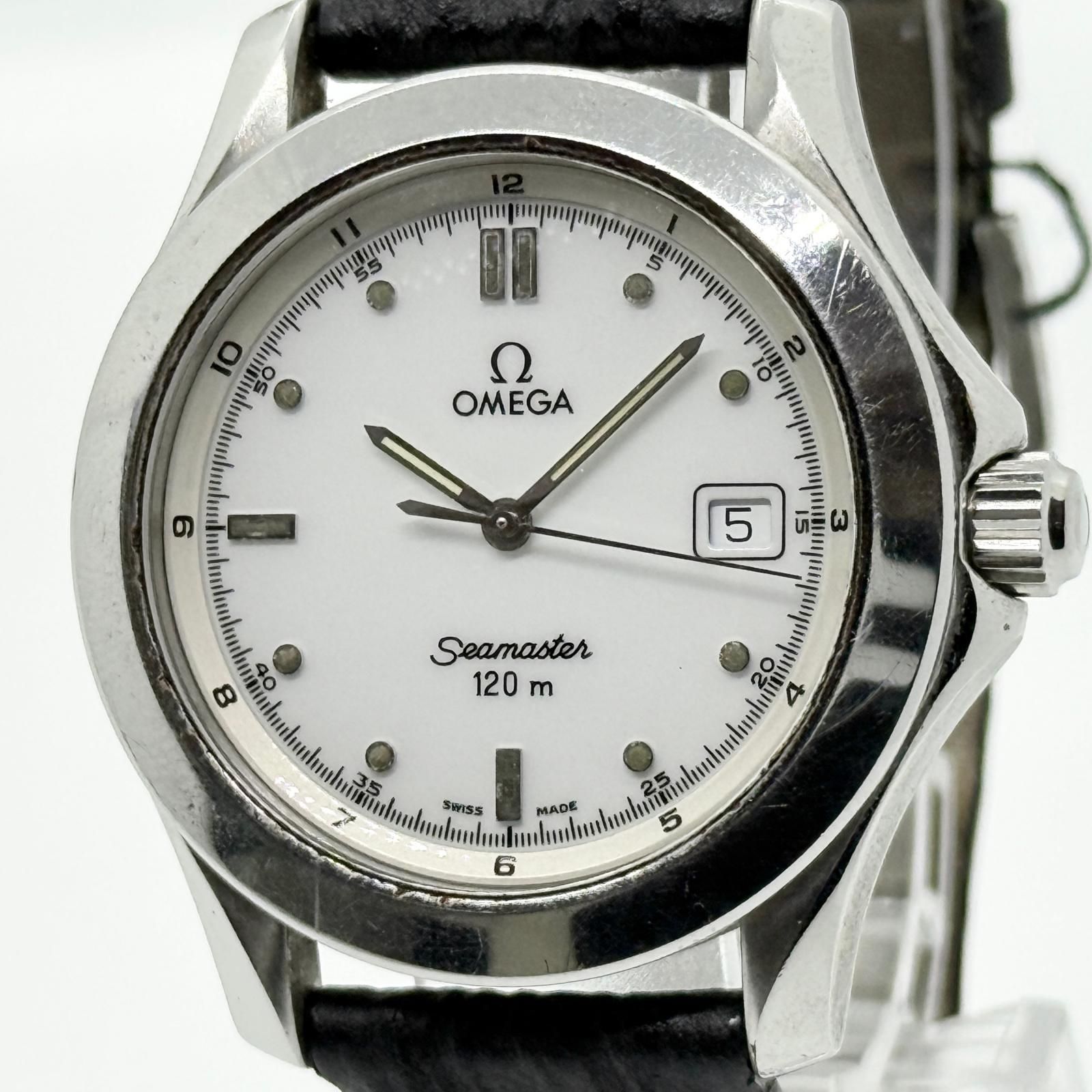 OMEGA オメガ シーマスター 120m 2511.20 ホワイト QZ メンズ 腕時計 稼働品