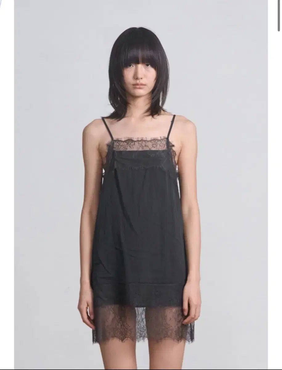 セリック Lace Slip Dress _ Charcoal