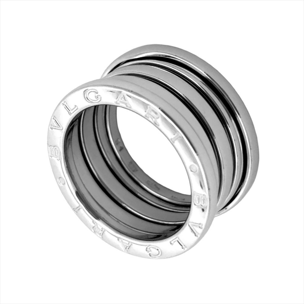 ブルガリ BVLGARI ビーゼロワン 4バンド リング 指輪 #51 K18WG 9.8g ホワイトゴールド レディース【中古】