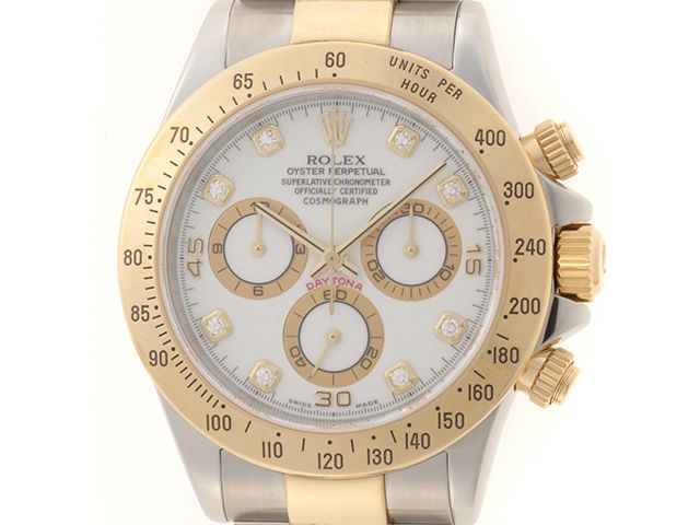 ROLEX ロレックス コスモグラフ デイトナ 116523G 腕時計 ステンレススチール/K18イエローゴールド K18YG 8Pダイヤモンドホワイト文字盤 自動巻き メンズ【中古】472
