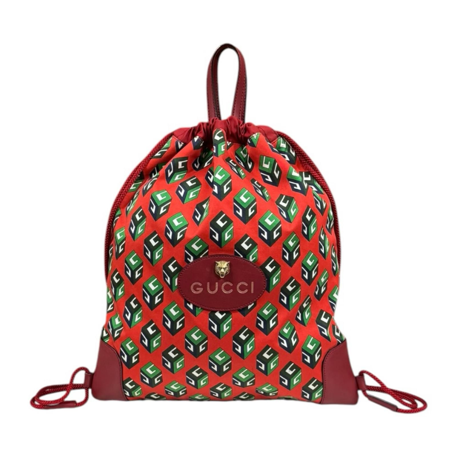 グッチ キューブプリント ドローストリングバッグ リュック・デイパック キャンバス 473872 レディース GUCCI 中古 グッチ