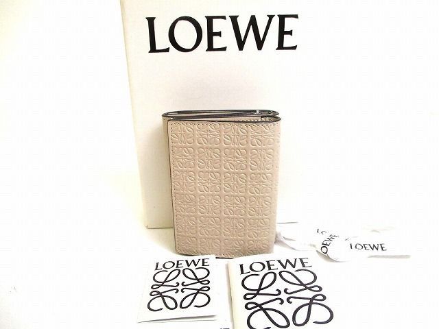 ロエベ LOEWE カーフスキン ピート トライフォールド ウォレット リ3つ折り 財布 メンズ レディース 【未使用保管品】