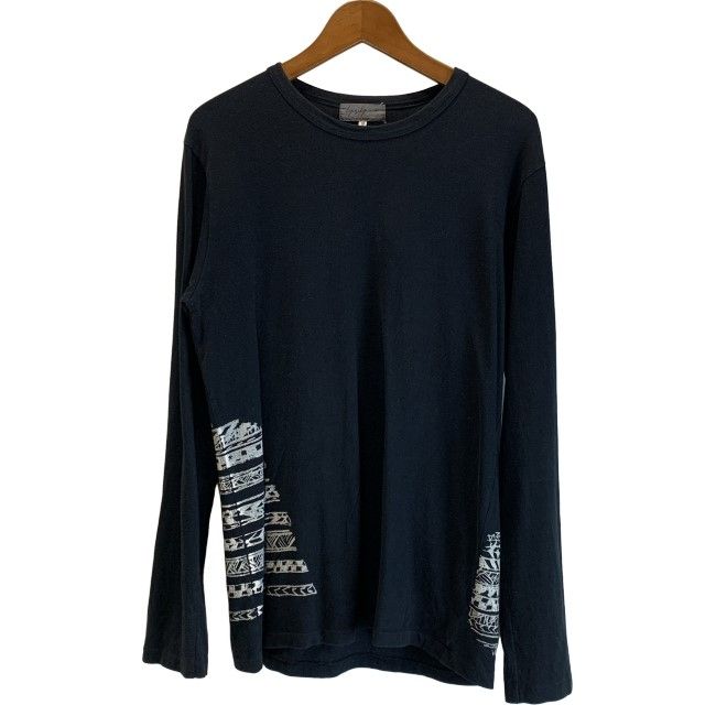【中古】　Yohji Yamamoto POUR HOMME　ロンT　長袖　トップス　クルーネック　プリント　日本製　ドメスティック　古着　/1156