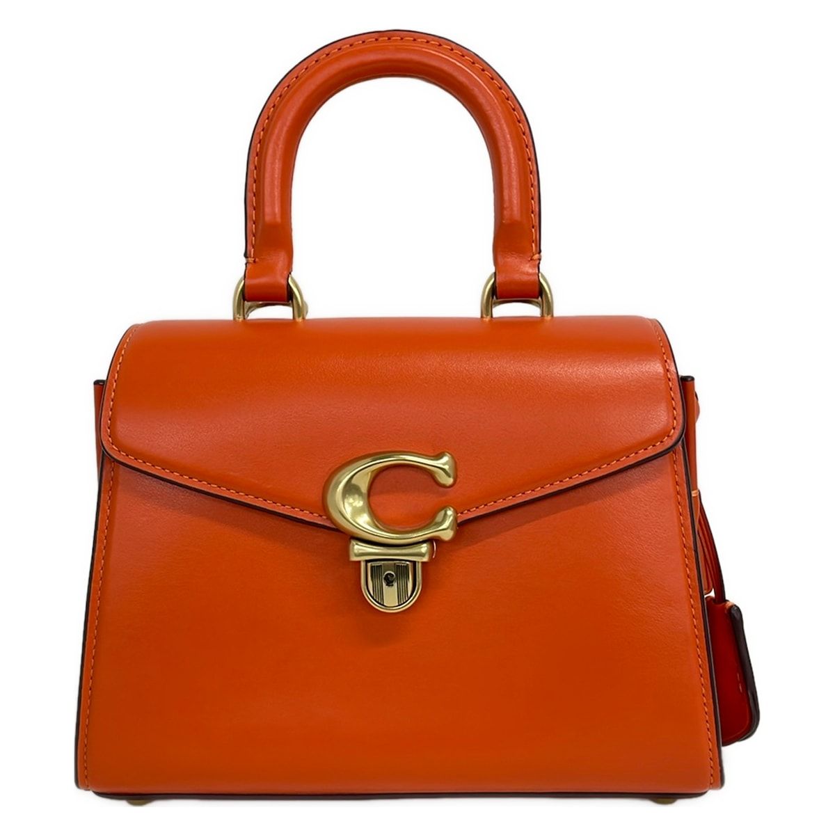 COACH(コーチ) ハンドバッグ美品 サミートップハンドル21 CJ812 オレンジ レザー