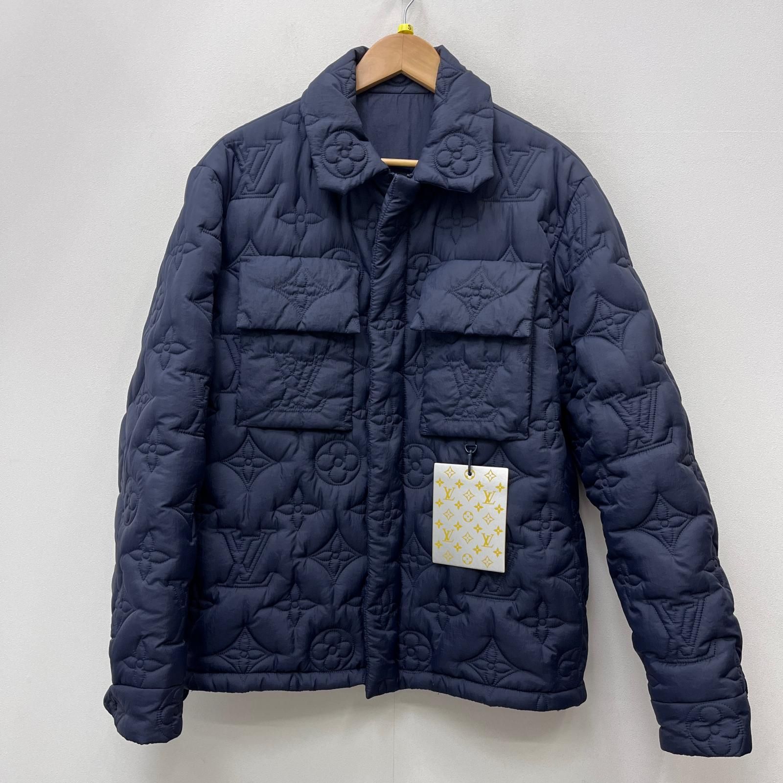 【加古川店】 中古 LOUIS VUITTON | ルイ・ヴィトン ダウンジャケット Monogram Light Padded Blouson 国内正規品 ダークネイビー サイズ：46 【108】