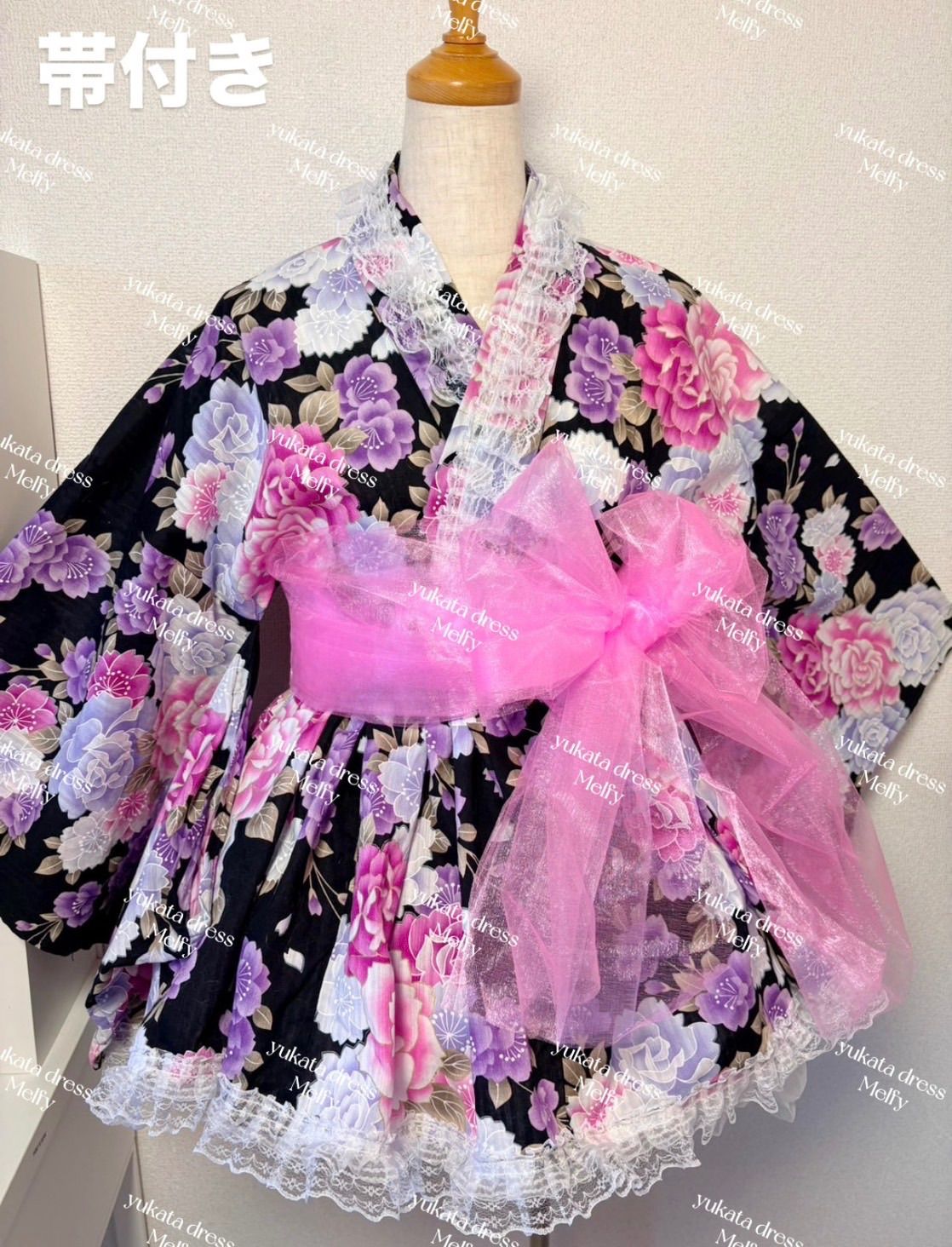 ギャル🩷💜🖤】人気のカラー大人浴衣ドレスミニ - メルカリ