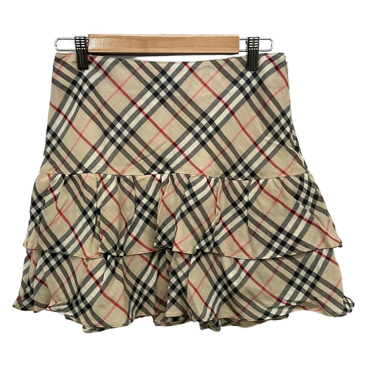 Burberry Blue Label(バーバリーブルーレーベル) ミニスカート サイズ38 M レディース - ベージュ×黒×マルチ チェック柄