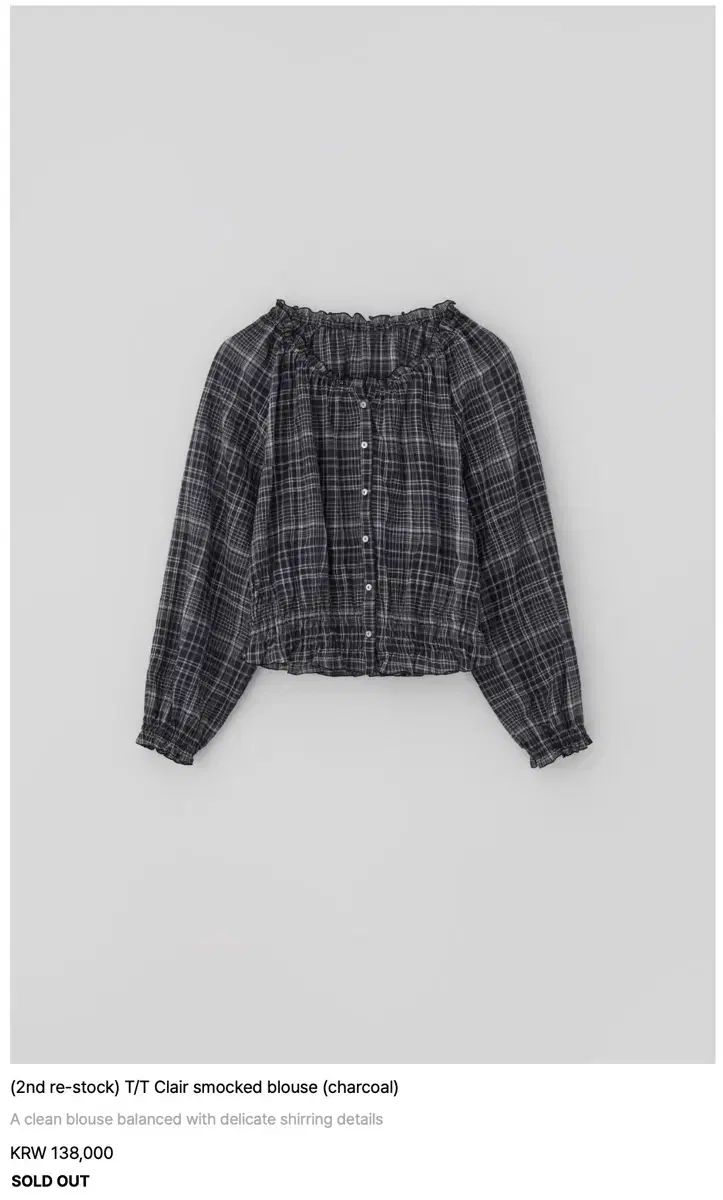 タナット Tannat clair スモック チャコール ブラウス