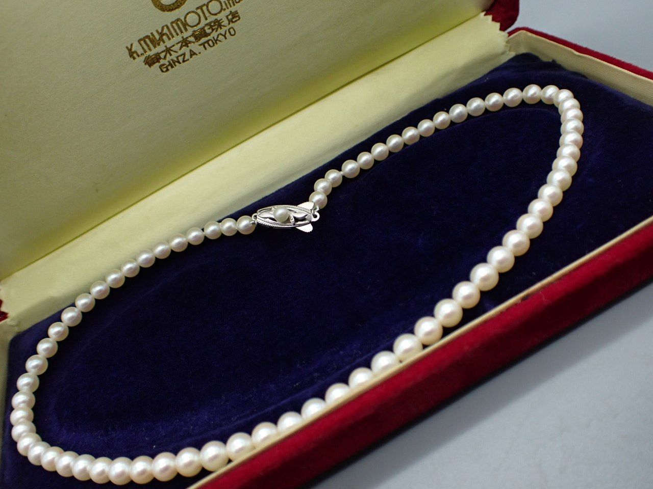 ミキモト MIKIMOTO あこや真珠ネックレス 5.5mm珠 38cm ケース シルバー金具