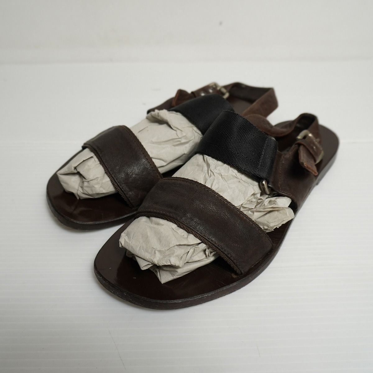 正規 MARNI マルニ フラットソール サンダル ストラップ シューズ イタリア製 茶 ブラウン サイズ 41 26cm 本物 3071Q★2