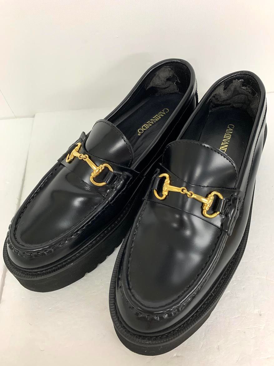 CAMINANDO カミナンド 厚底 ゴールドビット ローファー シューズ size24.0/ブラック ■■◎レディース
