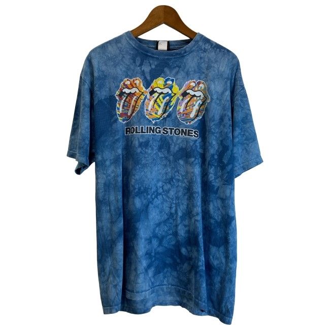 【中古】　LIQUID BLUE　ROLLING STONES　Tシャツ　半袖　トップス　クルーネック　タイダイ　プリント　バンドロゴ　古着　/1107