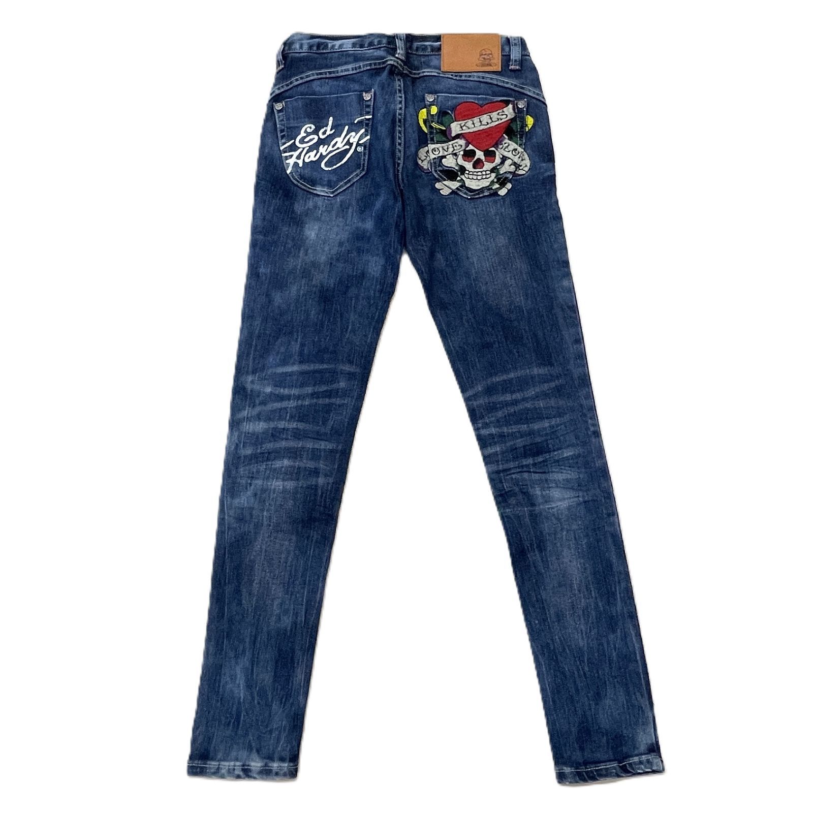 Ed Hardy エドハーディー スキニーデニムパンツ 24 スカル 刺繍