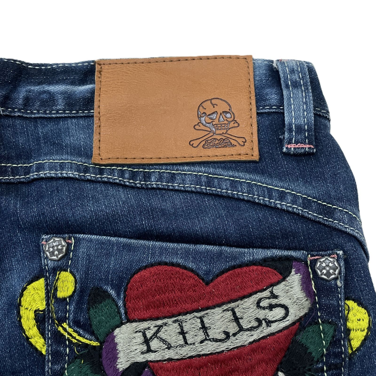Ed Hardy エドハーディー スキニーデニムパンツ 24 スカル 刺繍 
