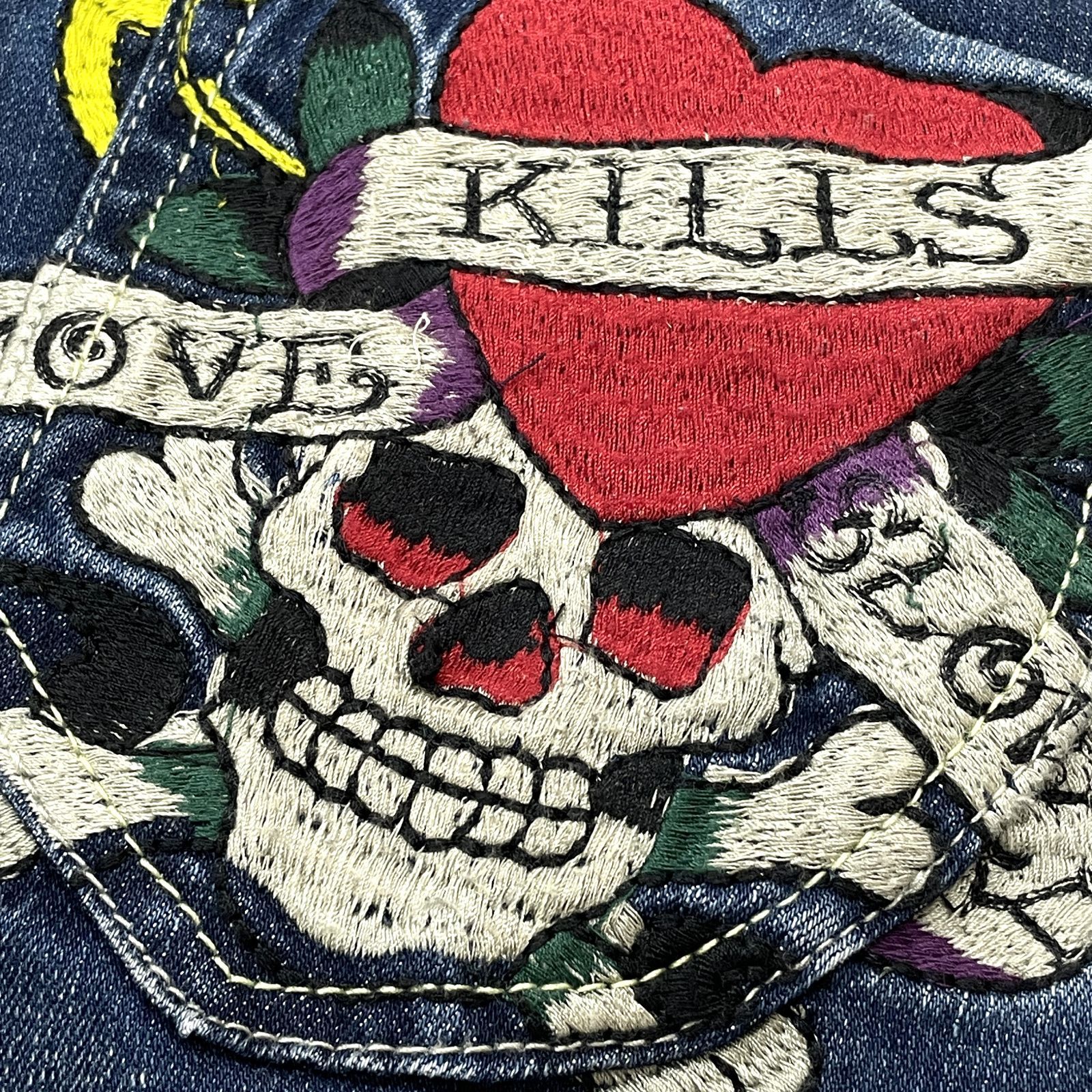 Ed Hardy エドハーディー スキニーデニムパンツ 24 スカル 刺繍 
