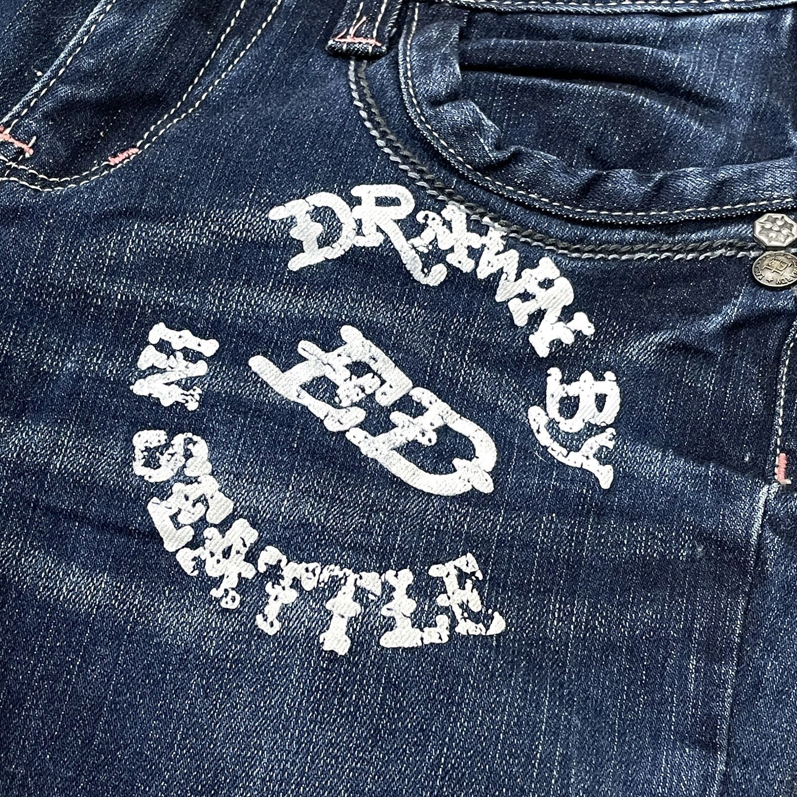 Ed Hardy エドハーディー スキニーデニムパンツ 24 スカル 刺繍 