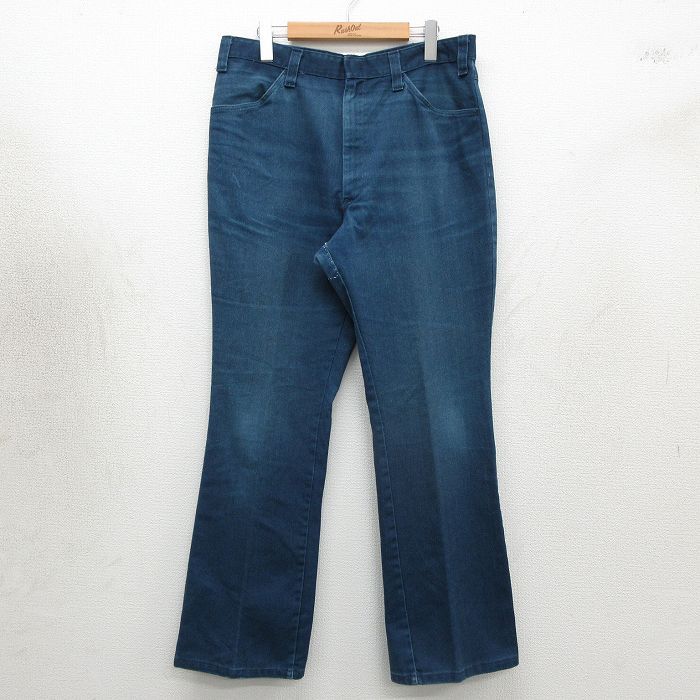 W34/古着 ディッキーズ ワーク パンツ メンズ 70年代 70s フレア ブーツカット タロン 紺【spe】 26may02