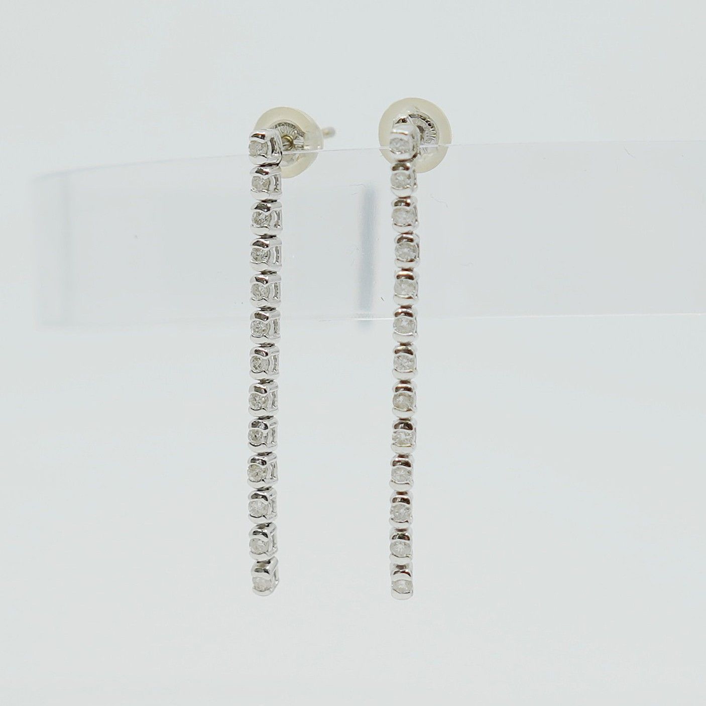 K18 WG ダイヤ 0.26ct ピアス ダイヤモンド ホワイトゴールド ロング レディース 上品 エレガント フォーマル 「101EL」