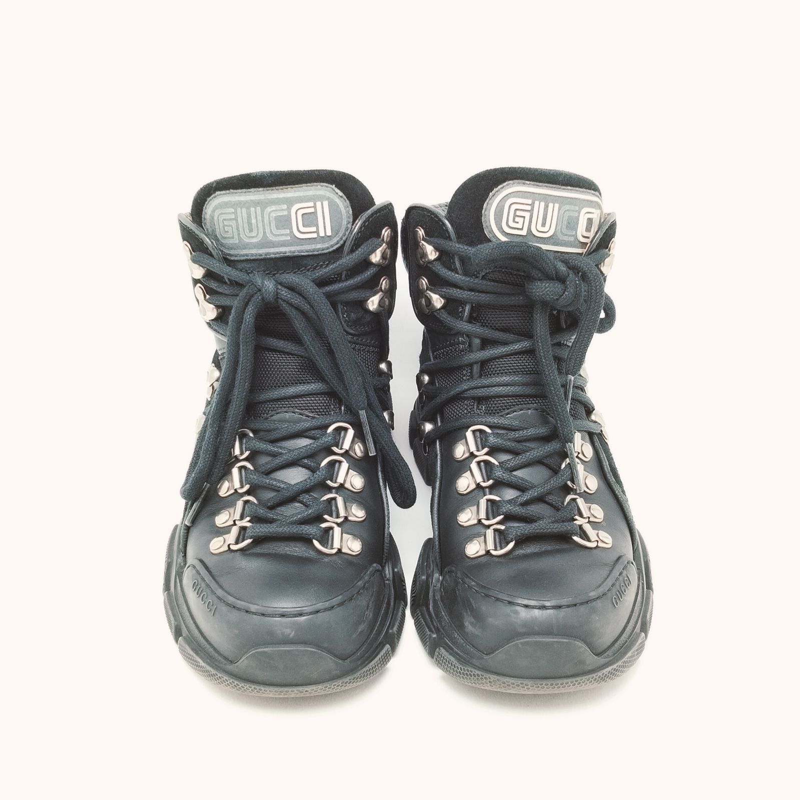 ✨️GUCCI✨️ グッチ SEGA Flashtrek セガ フラッシュトレック レザーハイカットブーツ 522989 ブラック 34 1/2