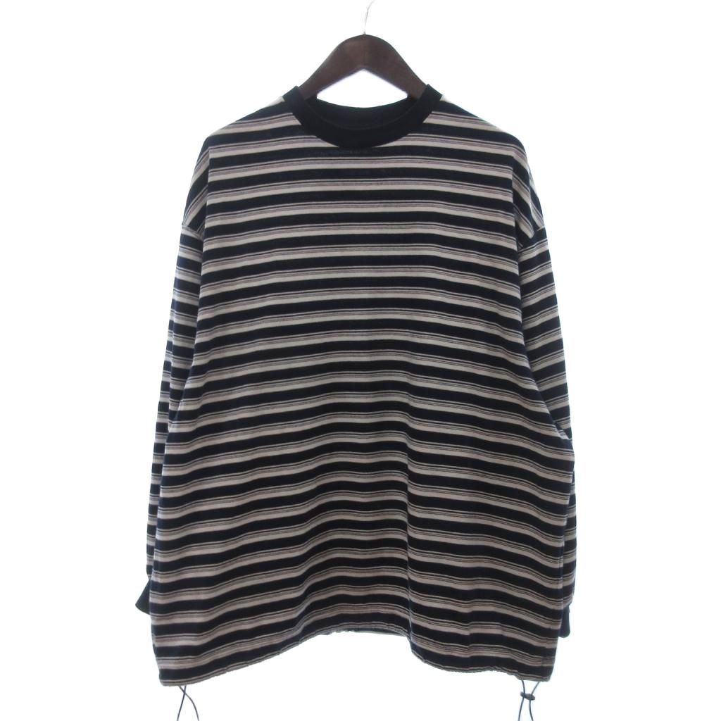 イズネス is-ness BALLOON STRIPES LONG SLEEVE Tシャツ カットソー 長袖 マルチボーダー コットン 紺 ネイビー L