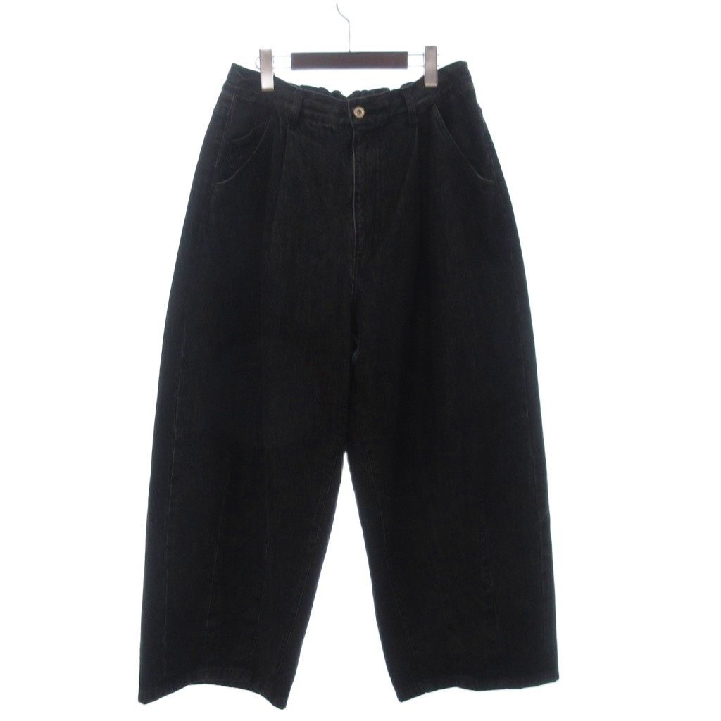 イズネス is-ness 美品 5PK BALLOON PANTS デニムパンツ ジーンズ ジッパーフライ ワイド 黒 ブラック M