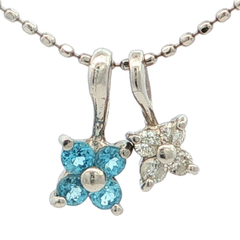 0.08ct フラワーモチーフ 4P ダイヤモンドネックレス ペンダント Pt900-Pt850-2.4g プラチナ【♀】【A】【レディース】★■615790【中古】