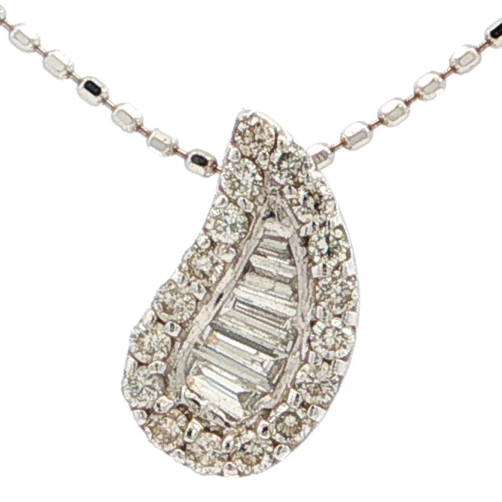 0.28ct ティアドロップ ダイヤモンドネックレス ペンダント K18WG/750-2.6g ホワイトゴールド【♀】【A】【レディース】★■615789【中古】