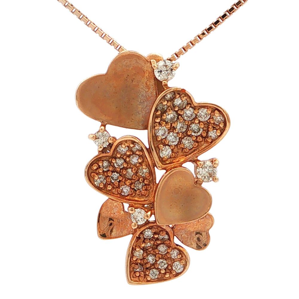 0.27ct ハートモチーフ ダイヤモンドネックレス ペンダント K18PG/750-4.6g ピンクゴールド【♀】【A】【レディース】★■615758【中古】