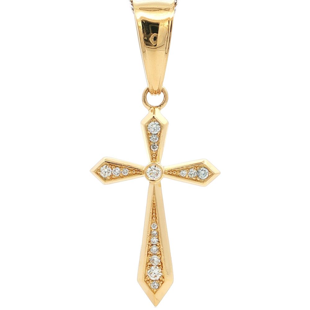 0.35ct GINZA TANAKA 銀座田中 クロスモチーフ ダイヤモンドペンダントトップ K18YG/750-7.4g イエローゴールド【♀】【N】【レディース】★■615232【中古】