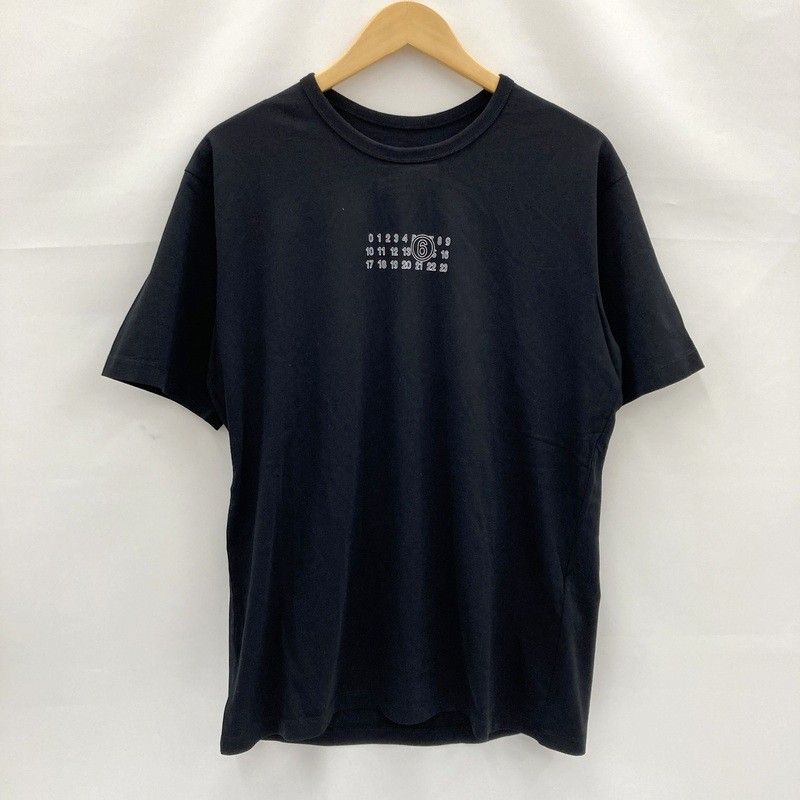 MM6 エムエムシックス ナンバリングTシャツ SH0GC0057 新品同様 半袖 カットソー Uネック ロゴ プリント カジュアル Mサイズ メンズ ブラック ★SS416