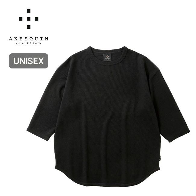 【新品】AXESQUIN modified アクシーズクインモディファイド QDエコワッフルフットボールTEE 321097 ブラック