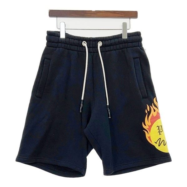 Palm Angels パームエンジェルス スウェットショートパンツ ハーフパンツ ズボン バーニングヘッド メンズ Sサイズ 黒 ボトムス DM19233■