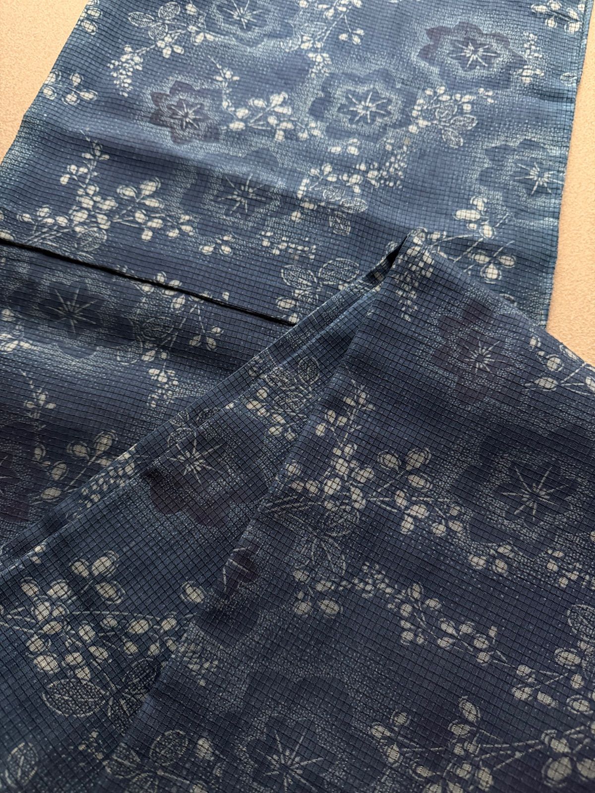 絹紅梅　夏着物　浴衣　萩　桔梗　紺　夏物