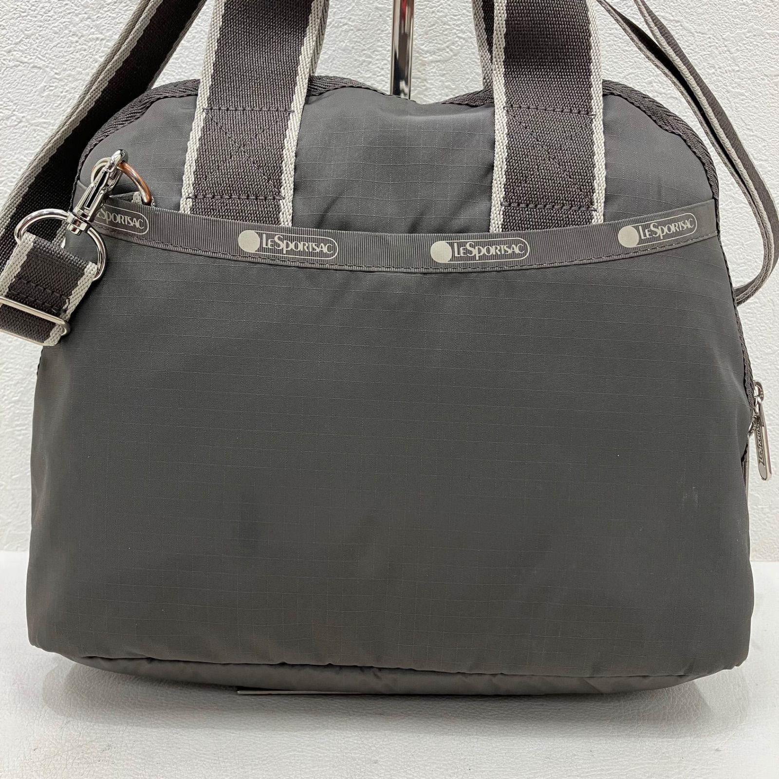 3586　LeSportsac　レスポートサック　ハンドバッグ　 2way　ショルダーバッグ　チャコールシークレット　 日本限定　グレー系　無地×ドット　 ナイロン　軽量　レディース