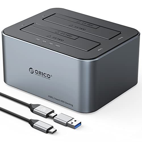 ORICO HDDスタンド デュプリケーター オフライン クローン付き アルミ合金製 デュアルベイ USB C SATA HDDドッキングステーション 2.5/3.5インチHDD対応 最大36TB UASP サポート 6626C3-Cts ef2655bc