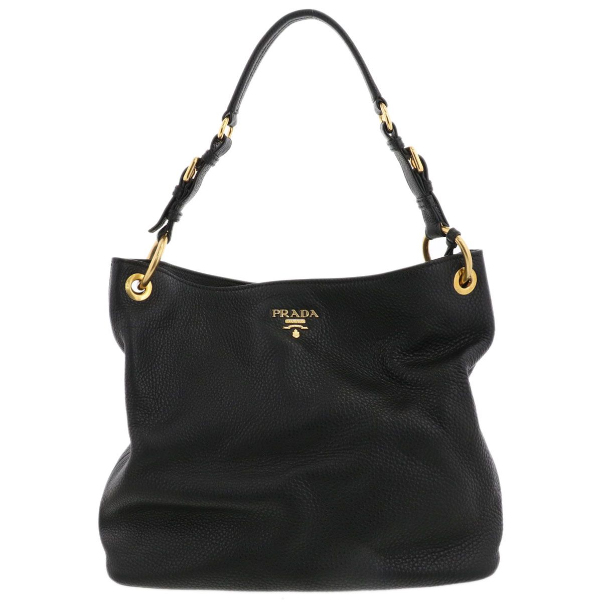 PRADA プラダ レザー ショルダーバッグ トートバッグ BR4892 レディース レザー ブラック ゴールド金具 中古