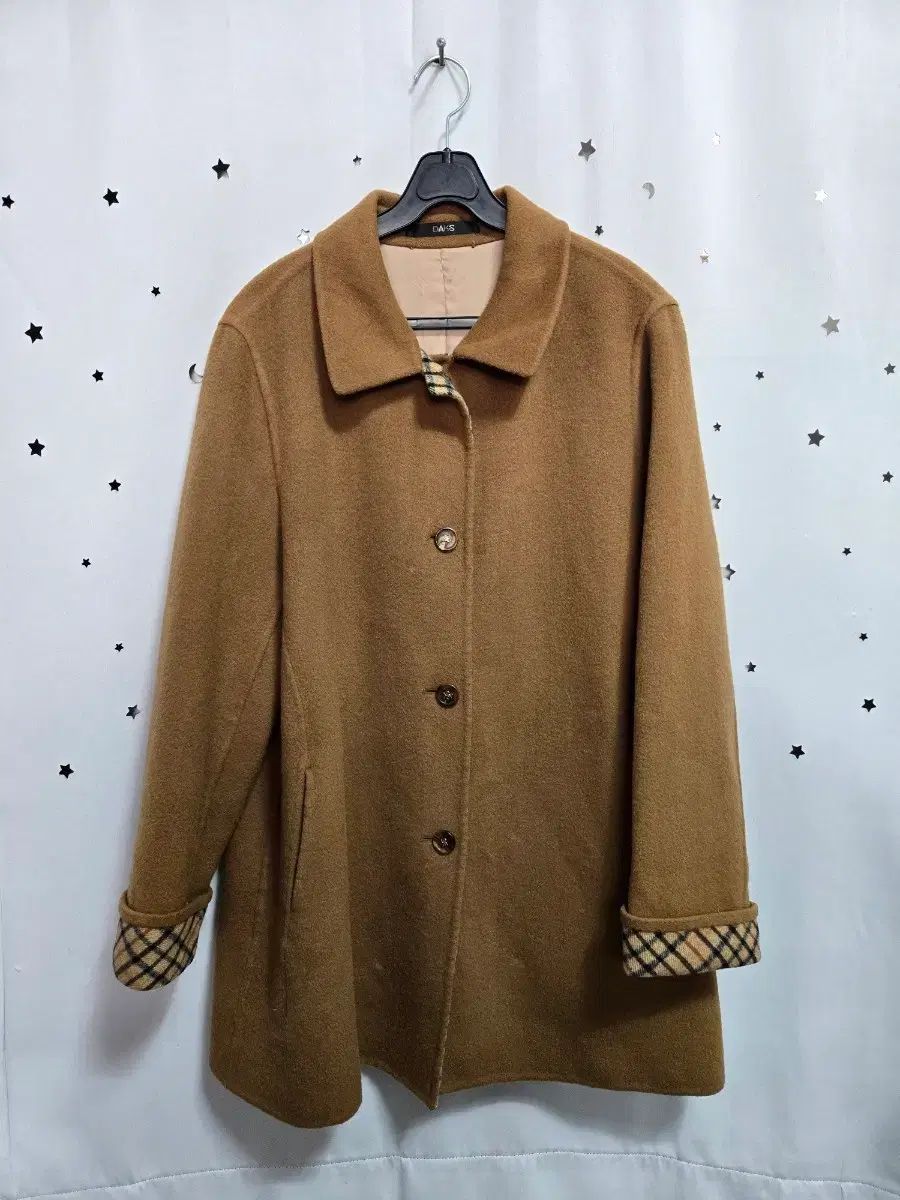 DAKS ブラウン CHECK ウール コート 97_7