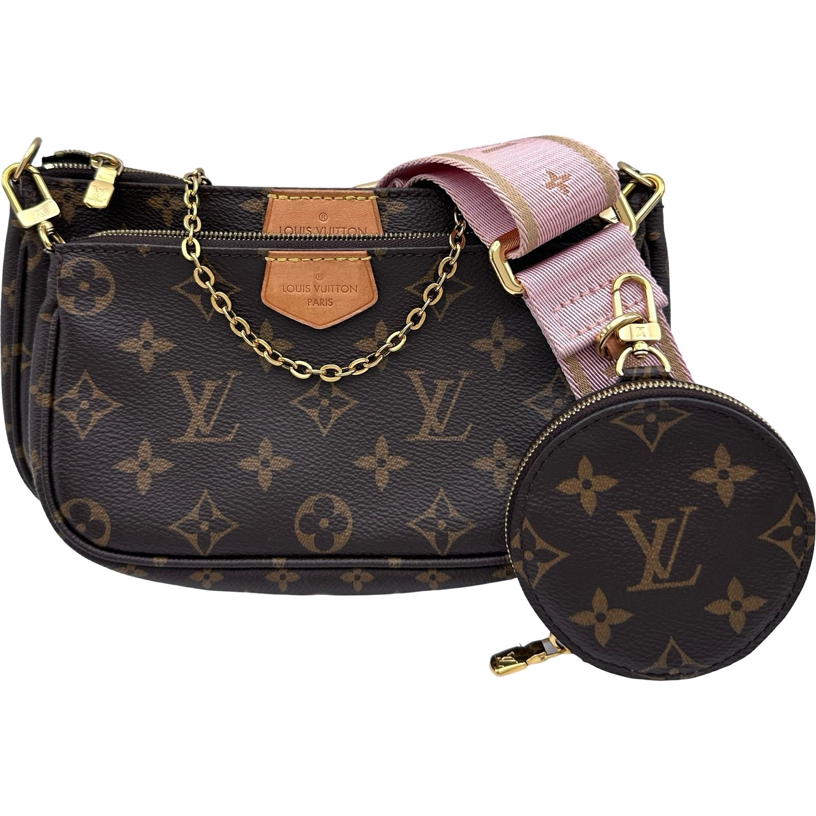 ルイ・ヴィトン LOUIS VUITTON ミュルティ・ポシェット・アクセソワール M44813 ブラウン/ローズクレール モノグラムキャンバス レディース ショルダーバッグ