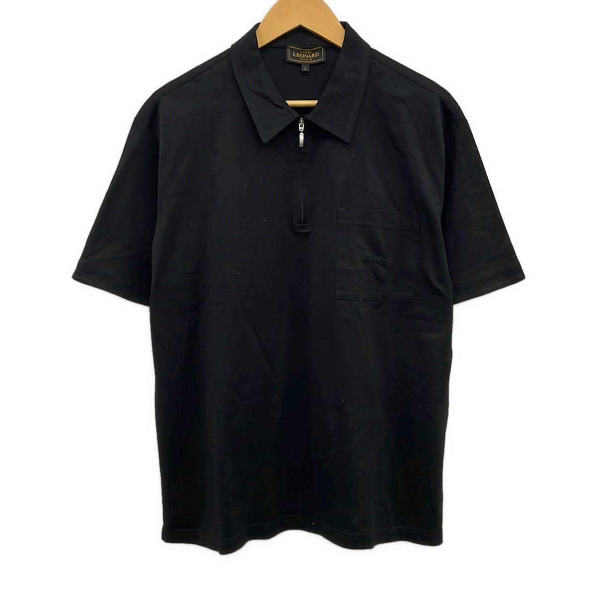 47美品　大きいサイズ　leonard レオナール　モノクロ　ポロシャツ　15号 LEONARD(レオナール) 半袖ポロシャツ サイズL レディース - 黒 - メルカリ