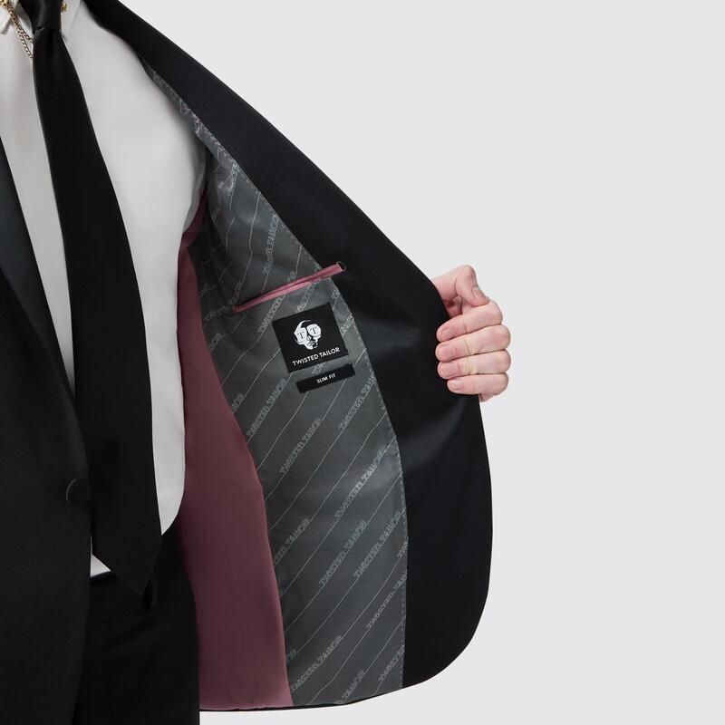 ツイステッド テイラー メンズ アウター ジャケット・ブルゾン スリムフィット ジャケット Twisted Tailor Kingdon Slim Fit Tux Jacket Black ブラック