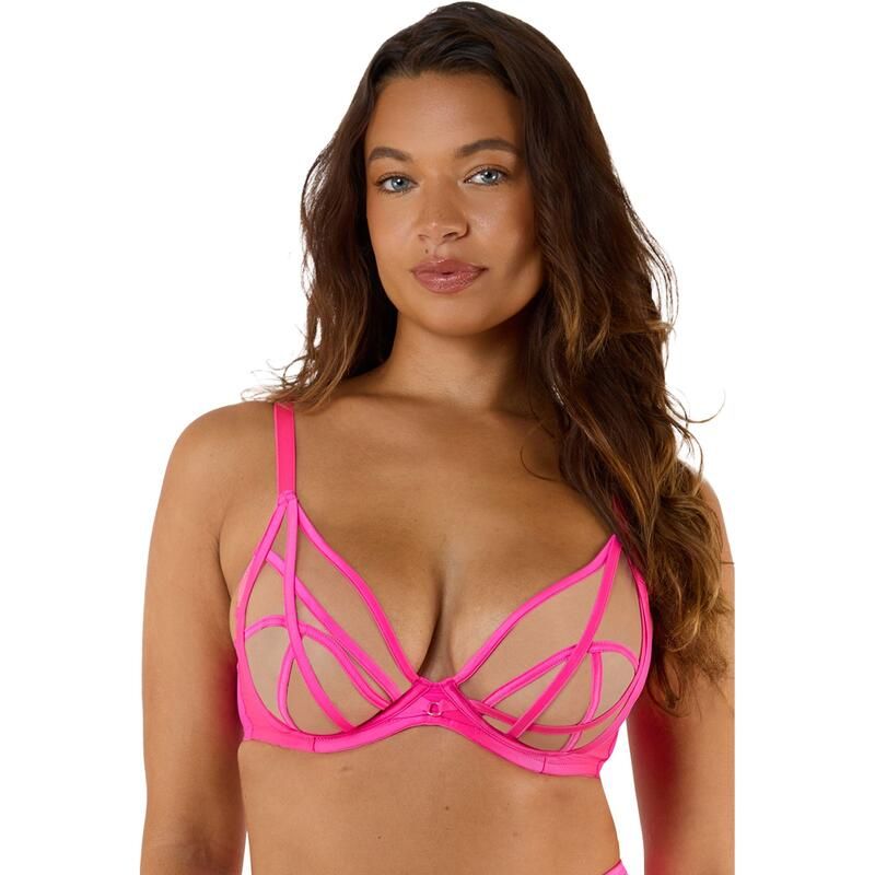 プレイフルプロミス レディース アンダーウェア ブラジャー Playful Promises Ramona Neon Pink Plunge Bra Neon Pink ピンク