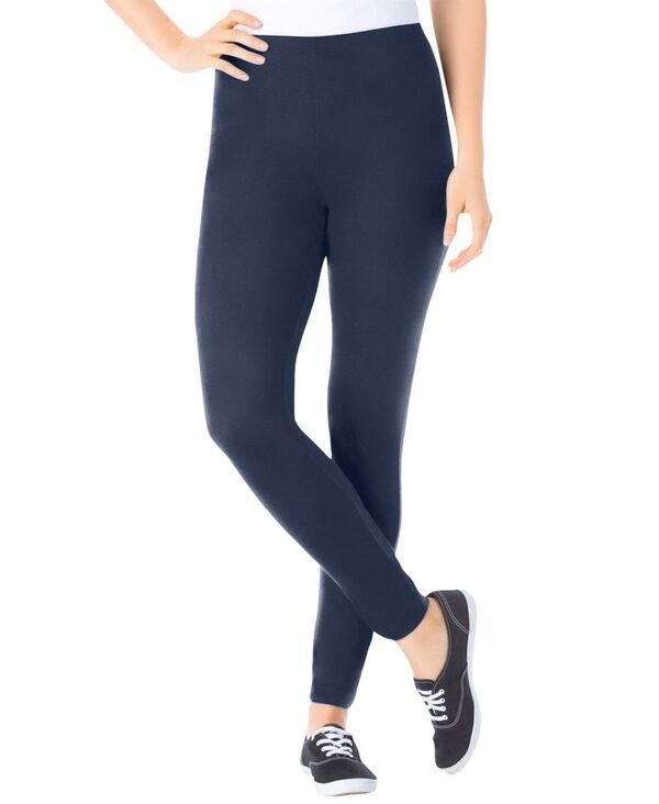 ウーマン ウィズイン レディース ボトムス カジュアルパンツ コットン レギンス ニット Woman Within Womens Within StretchCotton Knit PullOn Leggings Navy ネイビー